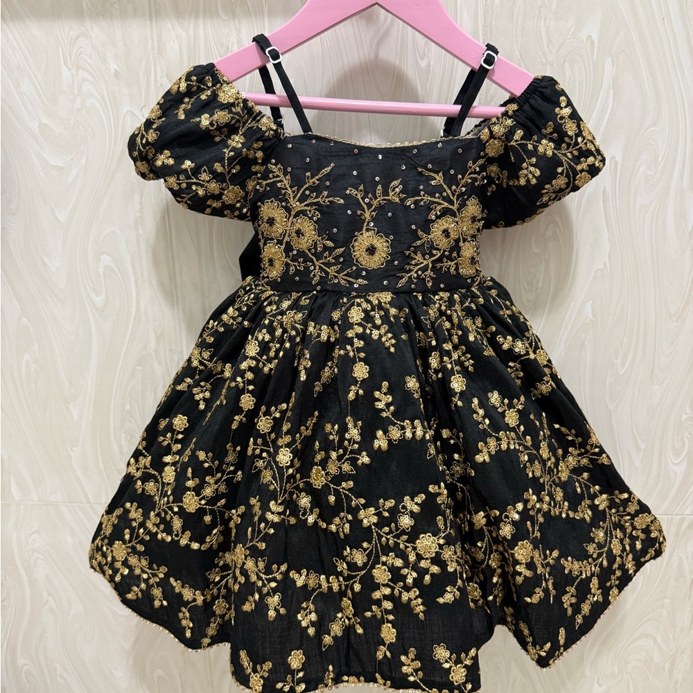 OhShana! Black and Gold Petticoat Custom Boutique Dress Size 4T Oh Shana